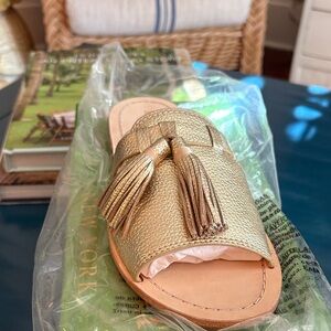 Kate Spade Gold Tassel Slide Sandals